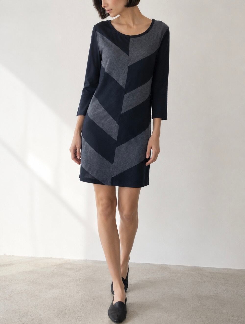 Prairie Underground Geometric Colorblock Knit Dress Minimalist Modern Sz Medium